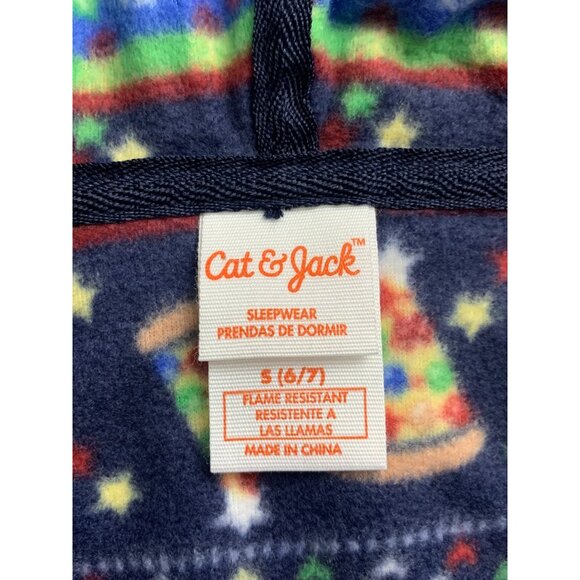 Cat & Jack Junior Multicolor Hooded Holiday-Themed Fleece Pajamas Size Small - Picture 8 of 10